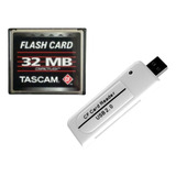 Cartão Compact Flash 32mb Tascam + leitor